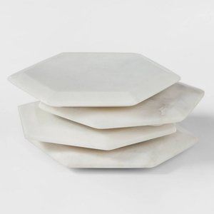 Threshold 4 pack Marble Hexagonal Coasters Natural